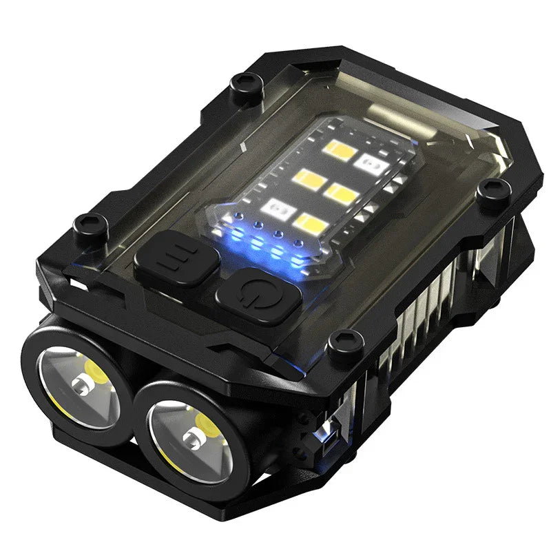 Mini EDC Keychain Flashlight Dual LED Super Bright 750mAh Type-C Rechargeable Magnetic Torch Work Light Black