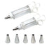 Cake Decorating Icing Syringe Gun Set with 5 Stainless Steel Nozzles DIY Cookie Press Baking Tool for Home Kitchen