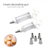 Large Cake Decorating Icing Syringe Gun Set with 5 Stainless Steel Nozzles DIY Cookie Press Baking Tool for Kitchen