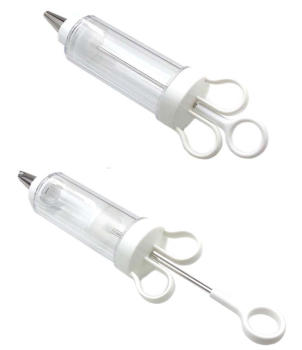 Large Cake Decorating Icing Syringe Gun Set with 5 Stainless Steel Nozzles DIY Cookie Press Baking Tool for Kitchen