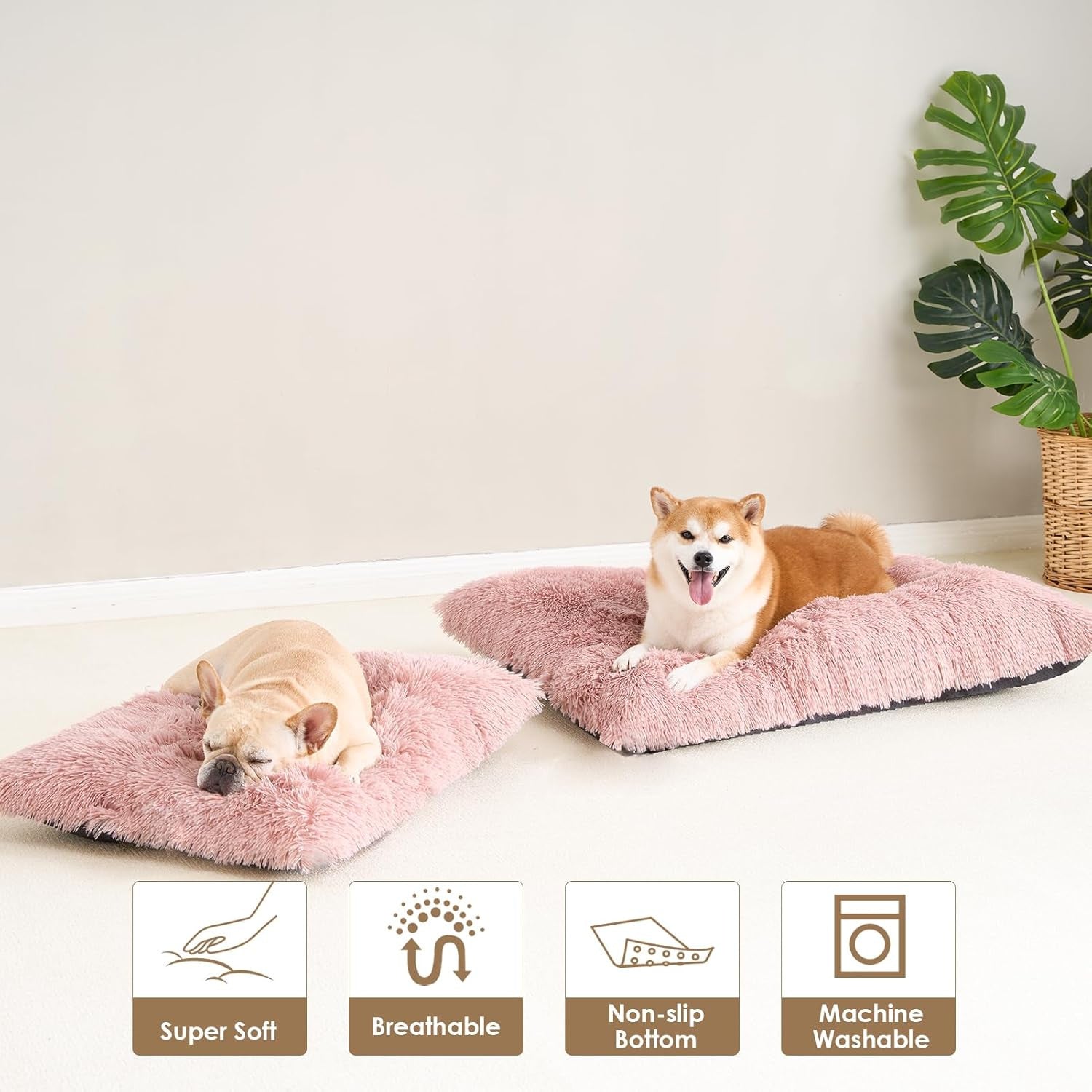 Luxury Long Plush Pet Bed Mat Faux Fur Crate Pad 125x85cm Creamy White XXXL Soft Warm Cushion for Giant Breeds