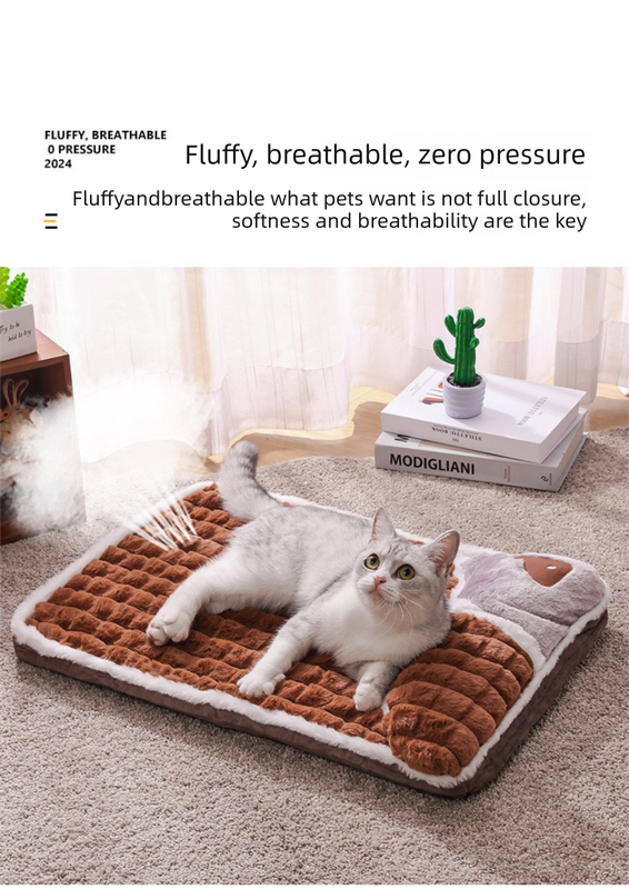 Thickened Pet Sofa Bed XL Size 75x45cm Coffee Dog Mat with Integrated Pillow Soft Washable Sleeping Pad for Dogs and Cats All Season Comfort