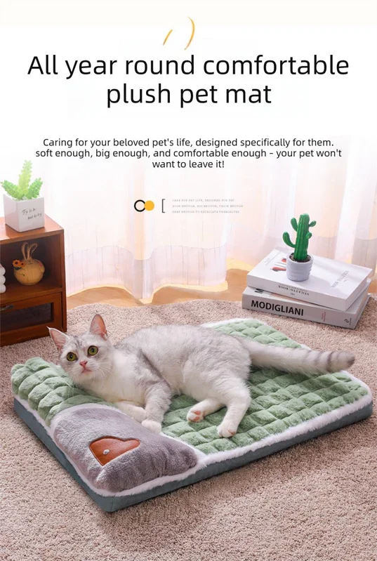 Thickened Pet Sofa Bed XXL Size 100x70cm Coffee Dog Mat with Integrated Pillow Soft Washable Sleeping Pad for Dogs and Cats All Season Comfort