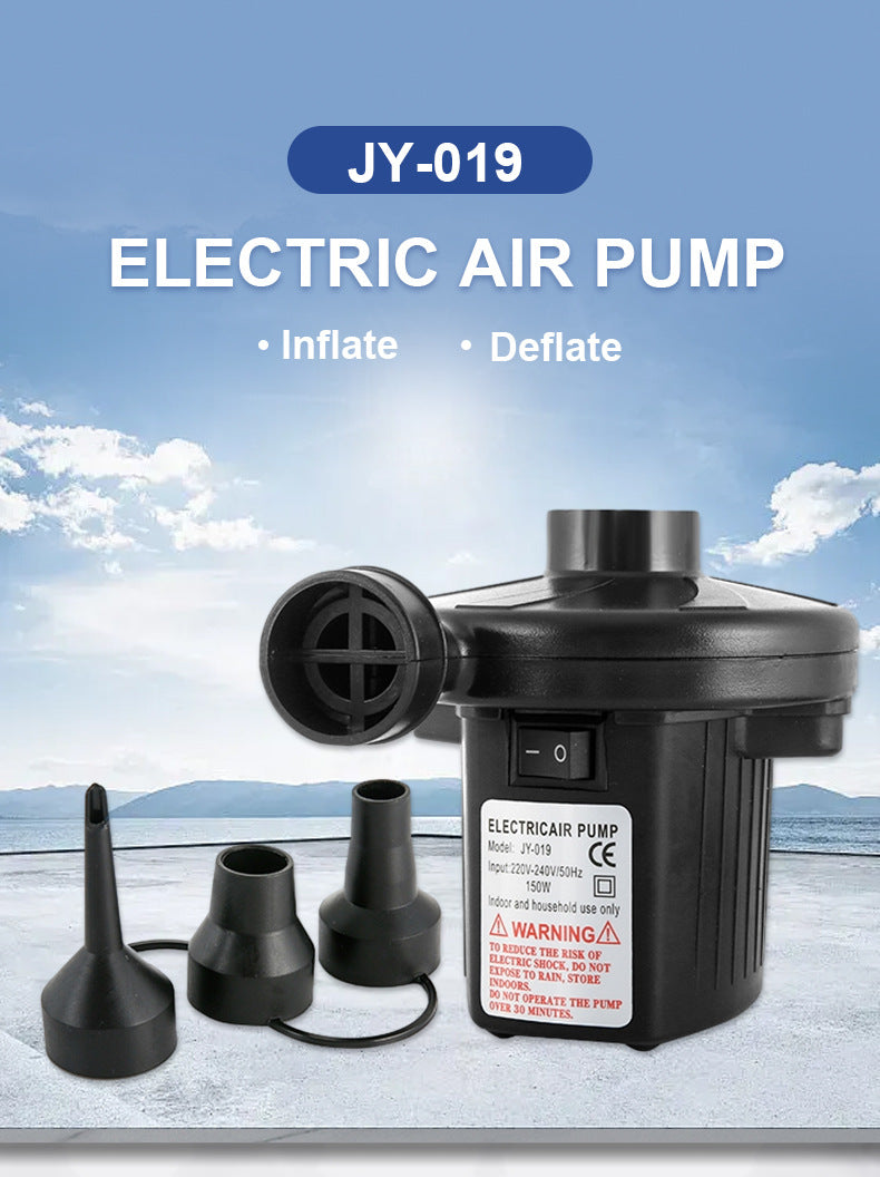 Electric Air Pump AC 220V-240V Portable Quick Inflator Deflator with 3 Nozzles for Air Mattress Pool Floats Vacuum Storage Bags AU Plug