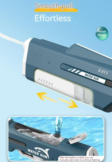 Electric Water Gun Auto Refill 43cm High Pressure Blaster Toy Rechargeable Squirt Soaker for Kids & Adults White