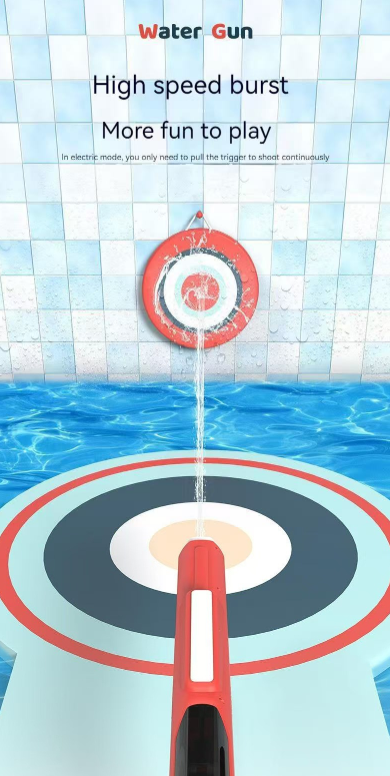 Electric Water Gun Auto Refill 43cm High Pressure Blaster Toy Rechargeable Squirt Soaker for Kids & Adults White