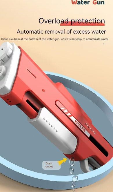 Electric Water Gun Auto Refill 43cm High Pressure Blaster Toy Rechargeable Squirt Soaker for Kids & Adults White