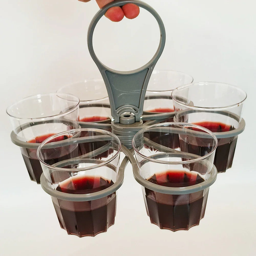 Portable 6-Cup Drink Carrier Foldable Reusable Coffee Tray Holder Grey for Parties Camping & Office Runs