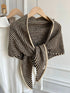 Light Khaki Striped Wool Blend Knitted Triangle Scarf - Soft Warm Shawl Neck Wrap for Women - Chic Autumn Layering Accessory - Beige