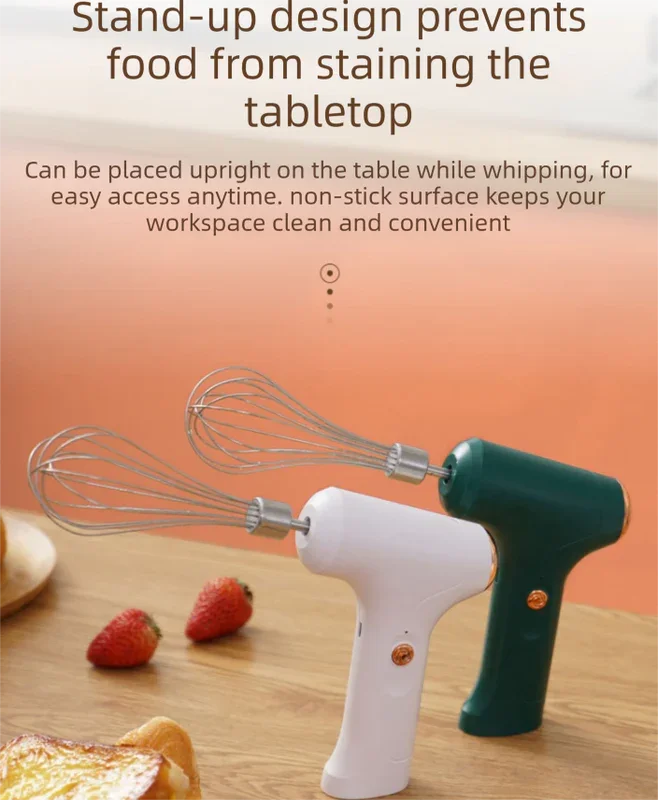 Compact Electric Handheld Egg Whisk Multi-Function Automatic Cream Whipper and Food Mixer J-7 Green Single Head 1-Speed