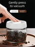 500ml Vacuum Sealed Glass Coffee Canister - One-Press Airtight Food Storage Jar - Moisture-Proof High Borosilicate Container for Beans & Tea (White Lid)
