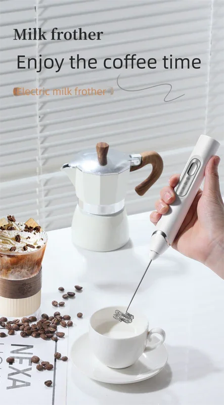 Rechargeable Electric Milk Frother Handheld - 3 Speed Adjustable Foam Maker with 2 Stainless Steel Whisks - Portable Coffee Mixer & Egg Beater for Flat Whites, Lattes & Baking (Black)