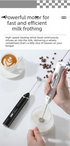 Rechargeable 3-in-1 Handheld Milk Frother Set - Electric Whisk with Egg Beater & Mixing Hook - 3 Speed Adjustable Foam Maker for Coffee, Lattes, Baking & Baby Food (Black)