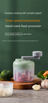 Manual Garlic Chopper & Food Processor 250ml Portable 3-Speed Hand-Crank Mincer – Green Large Capacity Edition