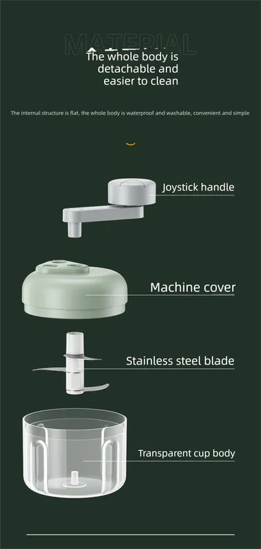 Manual Garlic Chopper & Food Processor 250ml Portable 3-Speed Hand-Crank Mincer – White Large Capacity Edition
