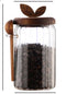 800ml Premium Borosilicate Glass Storage Jar with Acacia Wood Lid & Integrated Spoon – Airtight Moisture-Proof Kitchen Canister for Tea, Coffee, and Spices