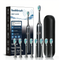 Black Smart Sonic Electric Toothbrush Kit with 8 Heads & Travel Case - 6 X Cleaning Modes and High-Frequency Vibration with Soft Protective Bristles
