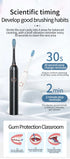 Black Smart Sonic Electric Toothbrush Kit with 8 Heads & Travel Case - 6 X Cleaning Modes and High-Frequency Vibration with Soft Protective Bristles