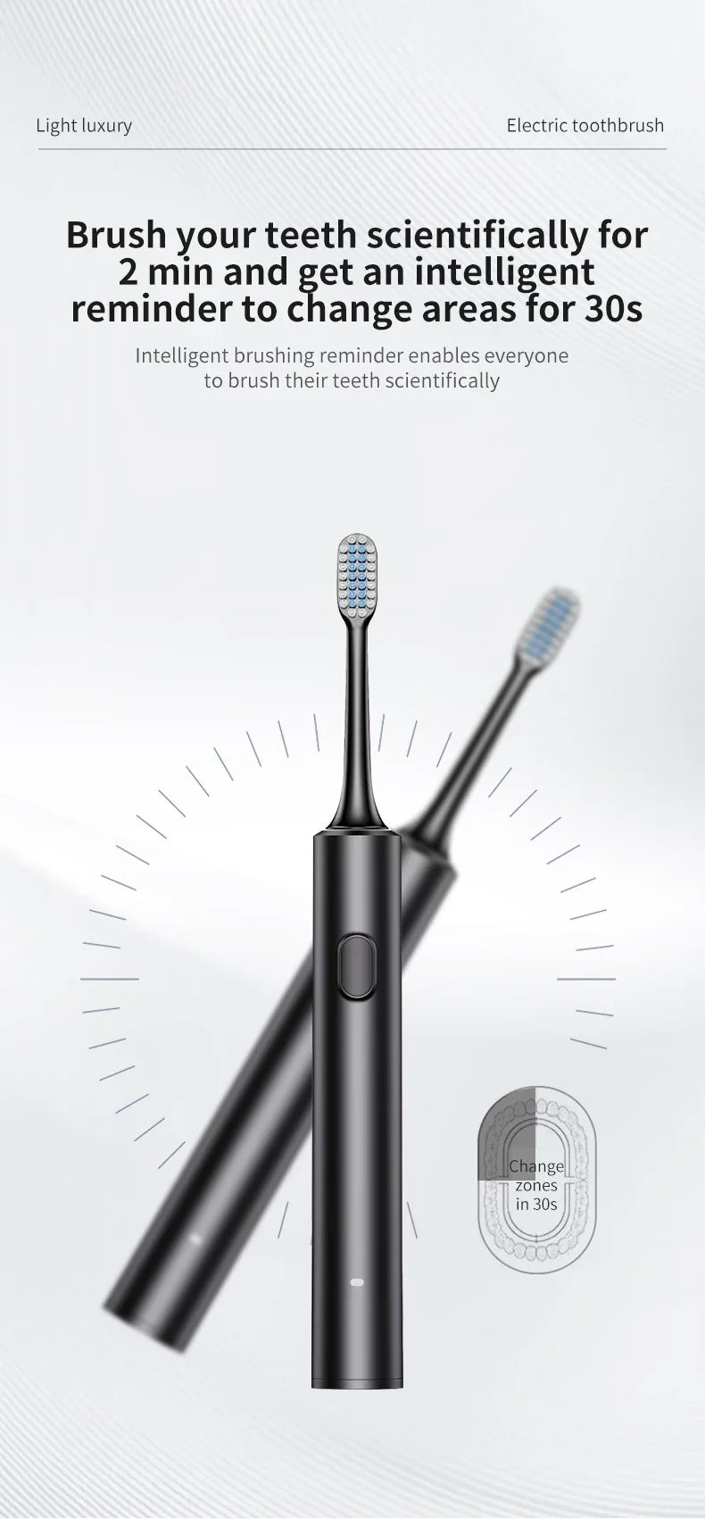 White Sonic Electric Toothbrush Kit with 5 Cleaning Modes, 4 Heads & Travel Case - Smart Timer & Quad-Pacer, Soft Double-Arc Bristles and 120-Day Long Battery Life