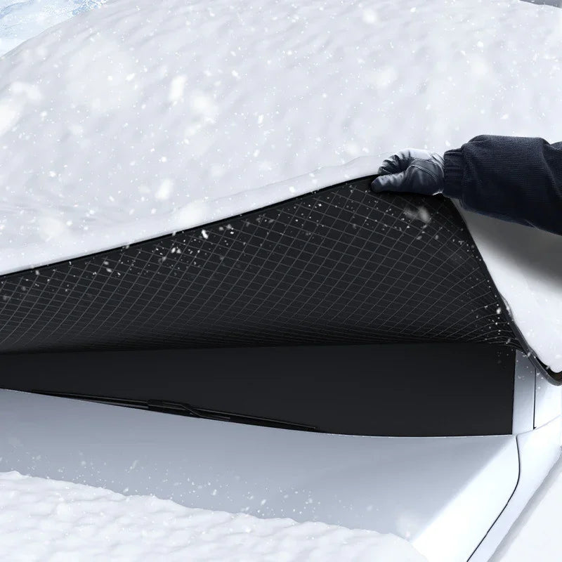 Durable Car Protector with Extra-Large 253cm Coverage - All-Season Snow & Sun Protector, 6-Magnet & 4 Strap Windproof System(Black & Green)