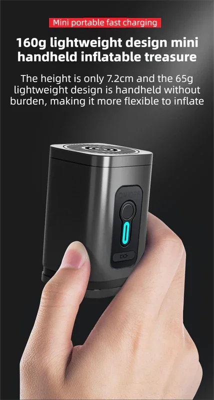 Black Wireless Rechargeable Vacuum Pump with 5 Versatile Nozzles and LED - 2-in-1 Compact High-Suction Inflator & Deflator for Travel & Home
