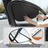 4-PCS Static Cling Car Window Sunshades Set - Glue-Free Insulating Total Blackout Fabric & Foldable Memory Wire Frame