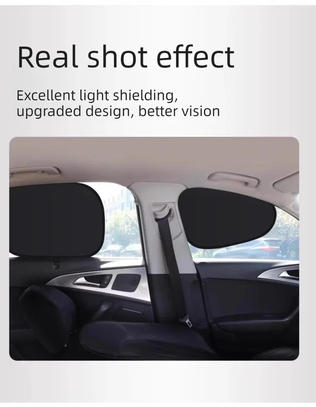 4-PCS Static Cling Car Window Sunshades Set - Glue-Free Insulating Total Blackout Fabric & Foldable Memory Wire Frame