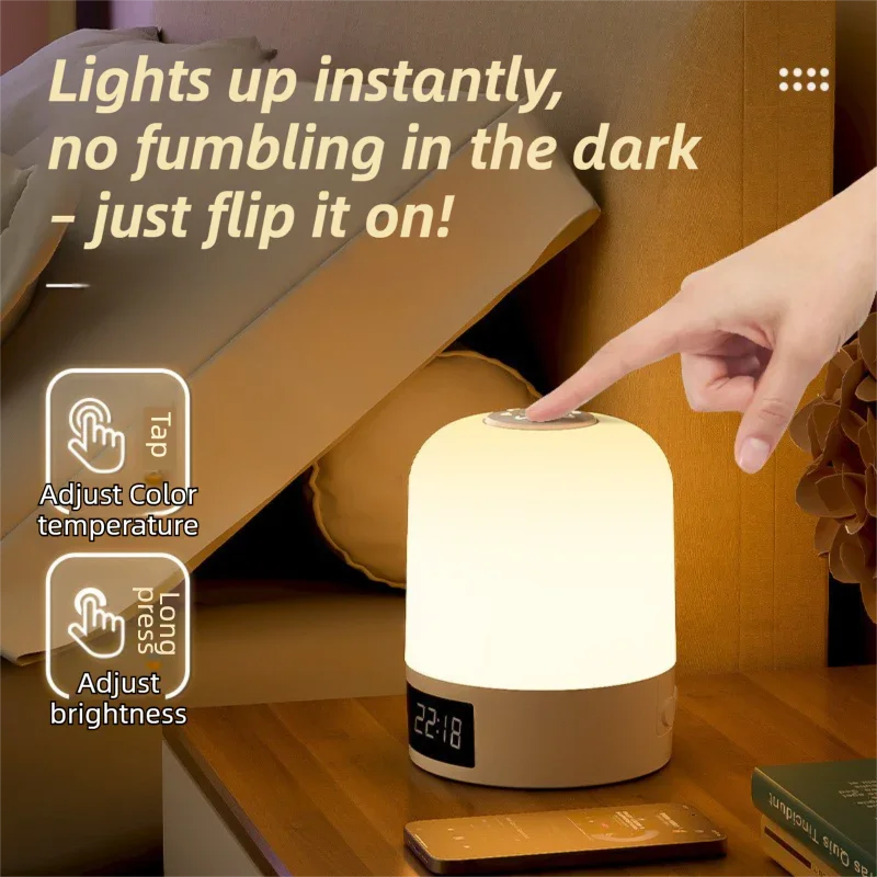 Smart Digital Clock Night Light - Touch Dimmable Bedside Lamp & Sleep Aid for Nursery, Feeding & Bedroom (K2022)