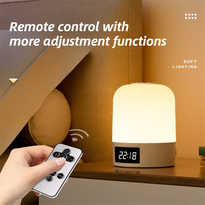 Smart Digital Clock Night Light - Remote Dimmable Bedside Lamp & Sleep Aid for Nursery, Feeding & Bedroom (K2022)
