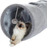 30X130CM Grey Durable Suede Foldable Cat Tunnel - Interactive Multi-Sensory Play Tube with Crinkle Paper & Plush Interior, plush ball and Steel Frame