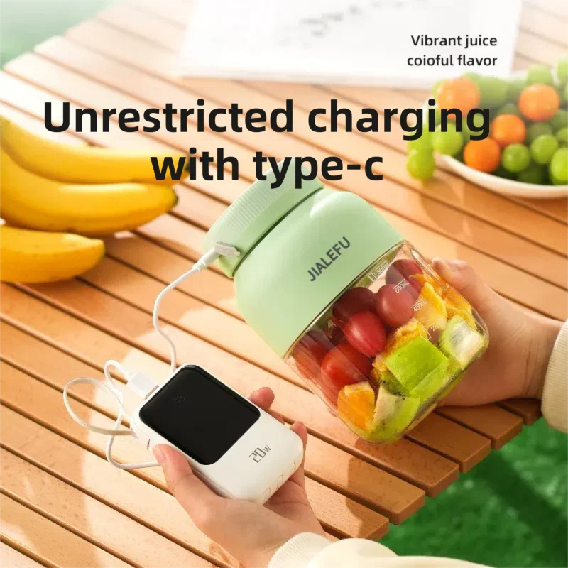 Blue Portable 1300ML Multi-Functional Blender with Dual-Drink Lid - 38-Steel Blade Cyclone Juicer & Ice Crusher, Waterproof Type-C Charging
