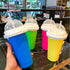 Green Instant DIY Slushie Squeeze Maker Cup - Food-Grade Silicone Double-Layer Cooling Smoothie Cup with 2-in-1 Straw & Spoon