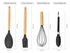 12-Piece Black Heat-Resistant Silicone Cooking Utensils with Wooden Handles and Box - Non-Stick Scratch-Free Kitchen Tool Kit