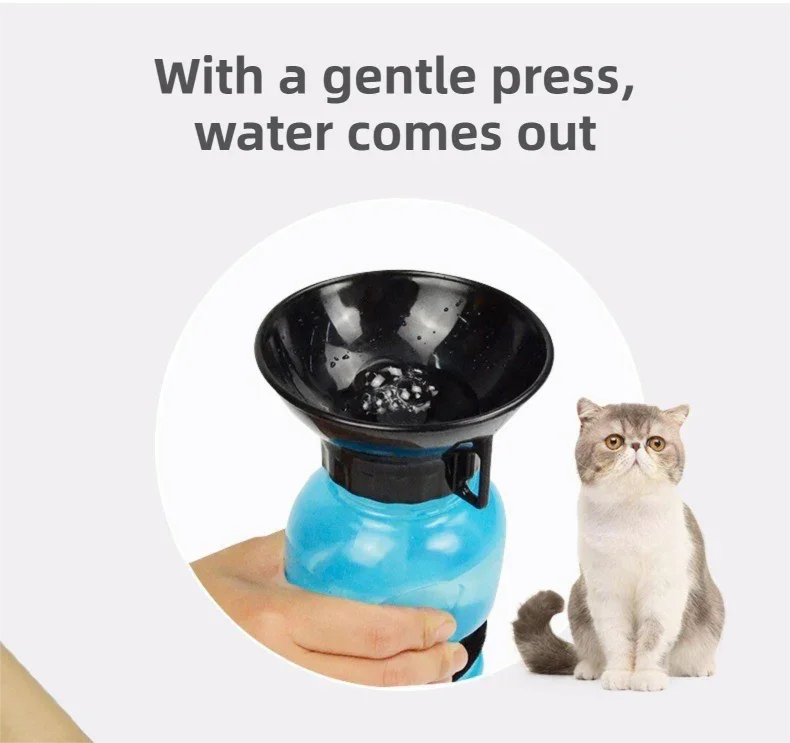 Brown 500ML Portable Pet Dog Water Bottle with 10cm Wide Bowl - Leakproof Travel Drinker for Outdoor Walking and Hiking