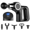 Black Portable Mini Triangle Massage Gun with 6 Heads & 6 Speed Setting - High Frequency Muscle Stimulator for Professional Fitness (LCD Model)