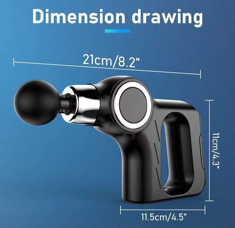 Black Portable Mini Triangle Massage Gun with 6 Heads & 6 Speed Setting - High Frequency Muscle Stimulator for Professional Fitness (LCD Model)