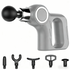Grey Portable Mini Triangle Massage Gun with 6 Heads & 6 Speed Setting - High Frequency Muscle Stimulator for Professional Fitness (Button Model)