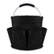 Black Foldable Oxford Cloth Round Picnic Basket with Padded Metal Handle - 6 Pocket Large Capacity Storage Tote for Outdoor Beach and Shopping