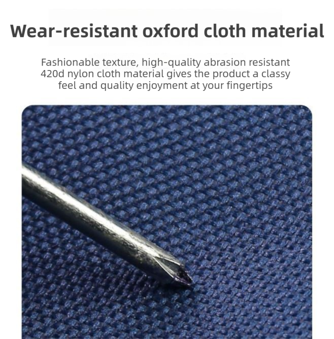 Black Foldable Oxford Cloth Round Picnic Basket with Padded Metal Handle - 6 Pocket Large Capacity Storage Tote for Outdoor Beach and Shopping