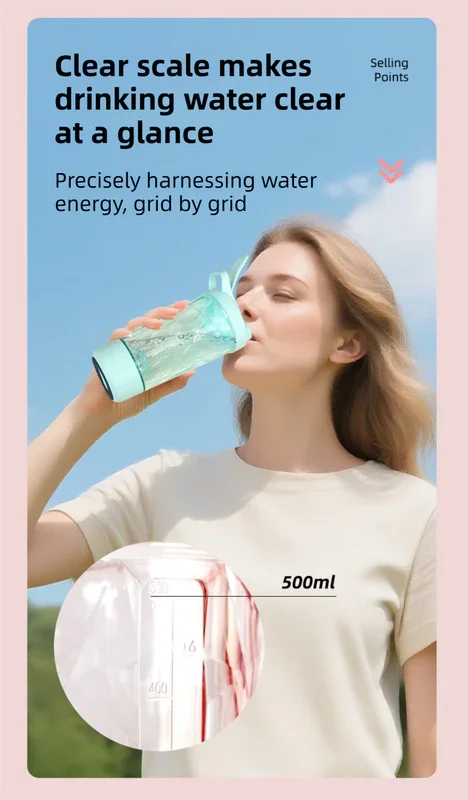 Diamond Electric Shaker Bottle – 500ml USB‑Rechargeable Auto‑Stirring Mixer