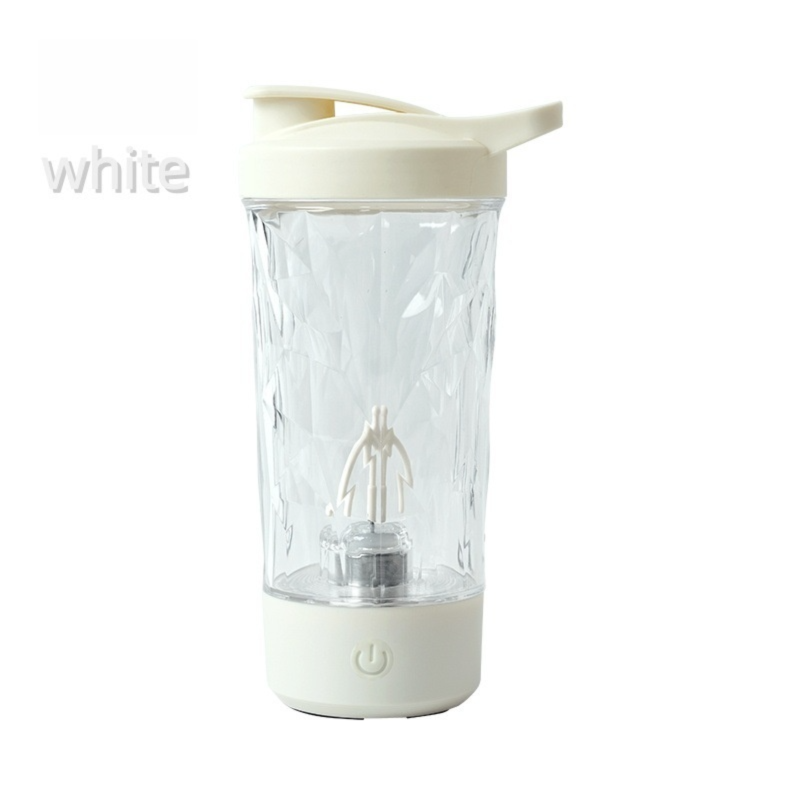 500ML White Portable Diamond Electric Shaker - Strong Vortex Stirring, Dual Temperature Endurance & Self-Cleaning for Protein Powder Coffee