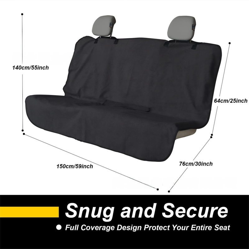 Black Waterproof Towel Car Back Seat Cover - Universal Non-Slip Sweat-Absorbent Bucket Seat Protector for Gym Fitness and Beach