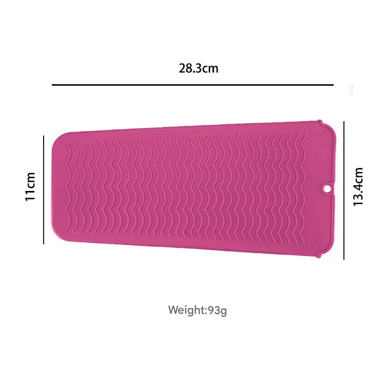 Grey 2-in-1 Silicone Wave Anti-Scalding Mat & Pouch for Hair Tools (2-Pack) - Travel-Ready Heat-Resistant Hanging Storage Bag