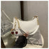 White Chic Glossy PU Leather Underarm Bag & Crossbody Purse with Cherry Charm - Versatile Handbag for Women