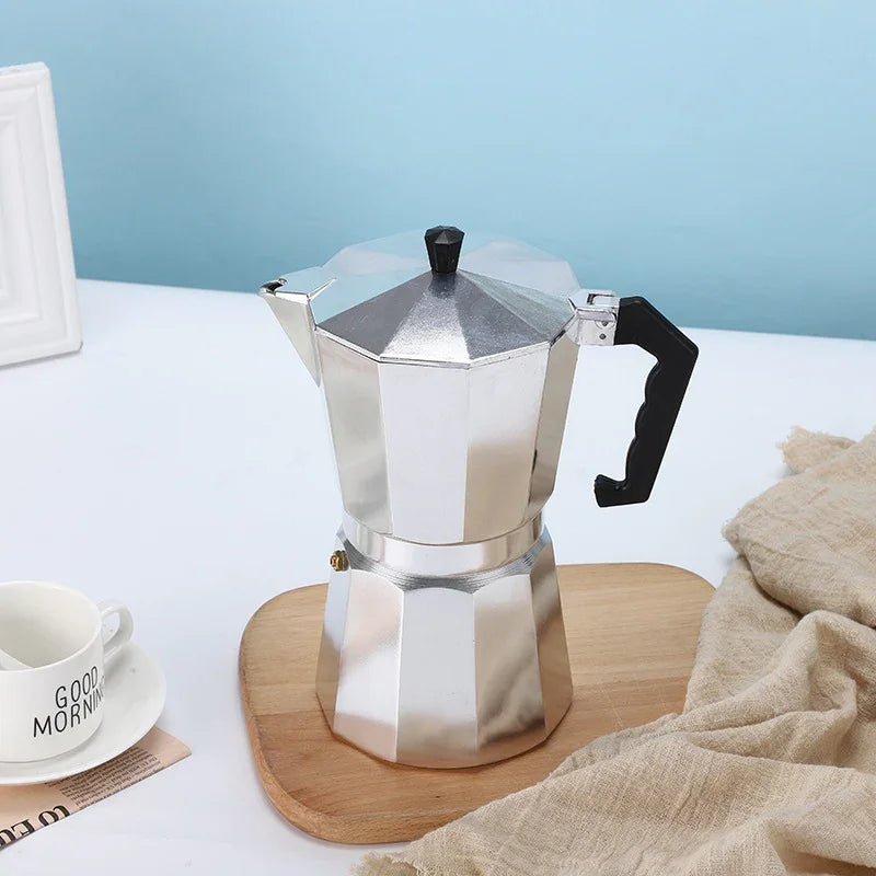 150ML Premium Octagonal High Pressure Moka Pot - Classic Italian Aluminum Coffee Maker for Rich Espresso Flavor