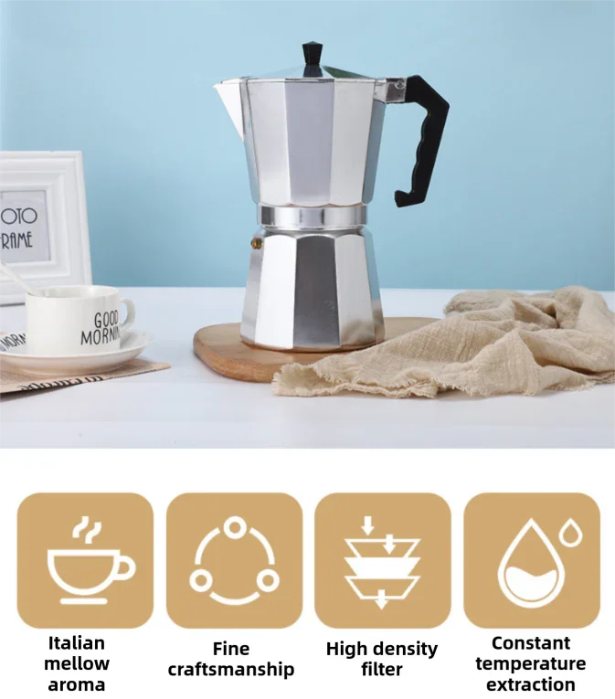 150ML Premium Octagonal High Pressure Moka Pot - Classic Italian Aluminum Coffee Maker for Rich Espresso Flavor