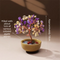 Natural Yellow-Purple Crystal Money Tree with Agate Basin & Adjustable Wire Branches - Desktop Feng Shui Decor for Wealth and Prosperity