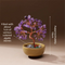 Natural Purple Crystal Money Tree with Agate Basin & Adjustable Wire Branches - Desktop Feng Shui Decor for Wealth and Prosperity