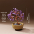 Natural Purple Crystal Money Tree with Agate Basin & Adjustable Wire Branches - Desktop Feng Shui Decor for Wealth and Prosperity
