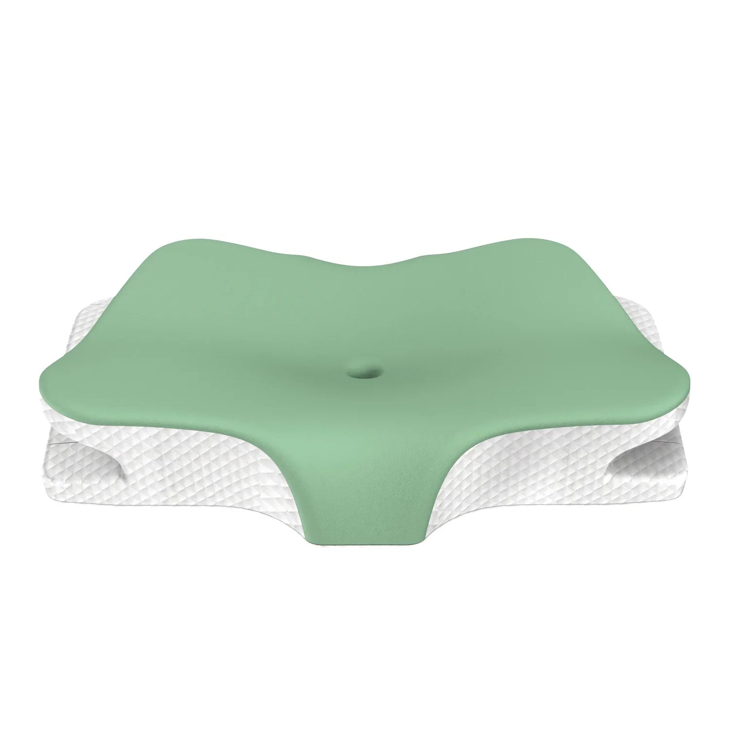 Green Breathable Butterfly Contoured Memory Foam Pillow - Dual-Height Orthopedic Neck Pillow with 5-Zone Cervical Support